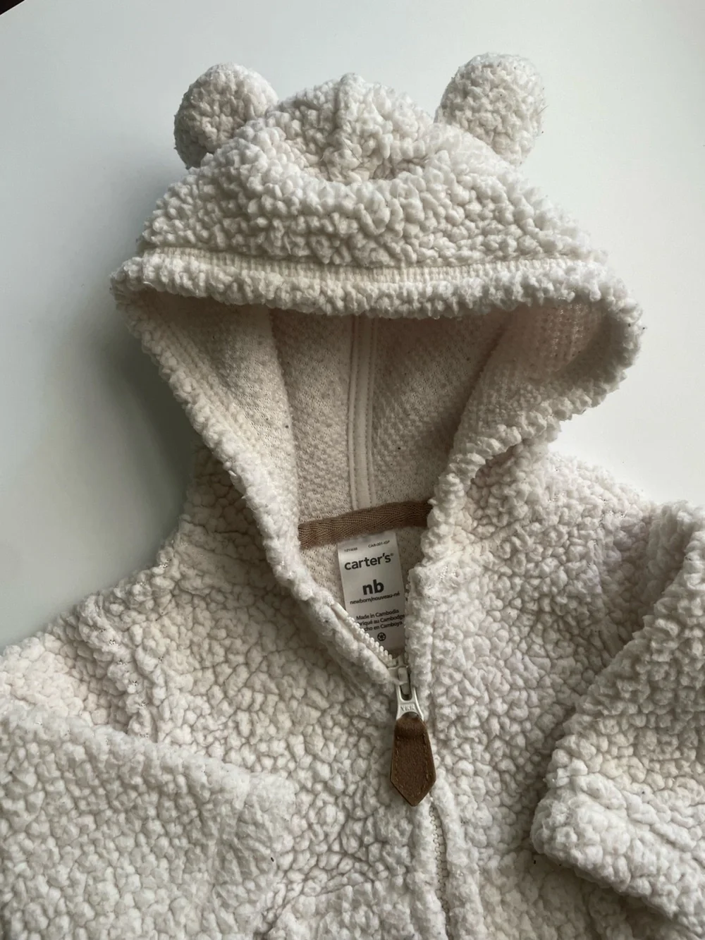 Carter’s Cream Sherpa Bear Ear Zip Hoodie